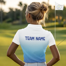 Load image into Gallery viewer, Blue White Womens Polo Golf  Shirts Custom Name Golf Shirt For Women, Golf Team Clothes NBT504