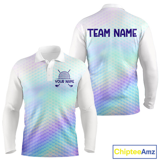 Hologram Mens Polo Golf  Shirts Custom Name Golf Shirt For Men, Golf Team Clothes NBT506