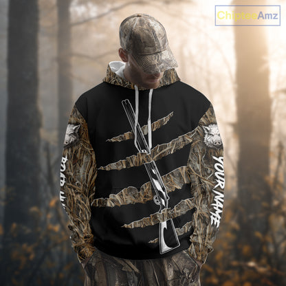 Beautiful Wild Boar Hunting 3D Print Camouflage Shirts with Rifle, Boar Hunting Clothes NBT142