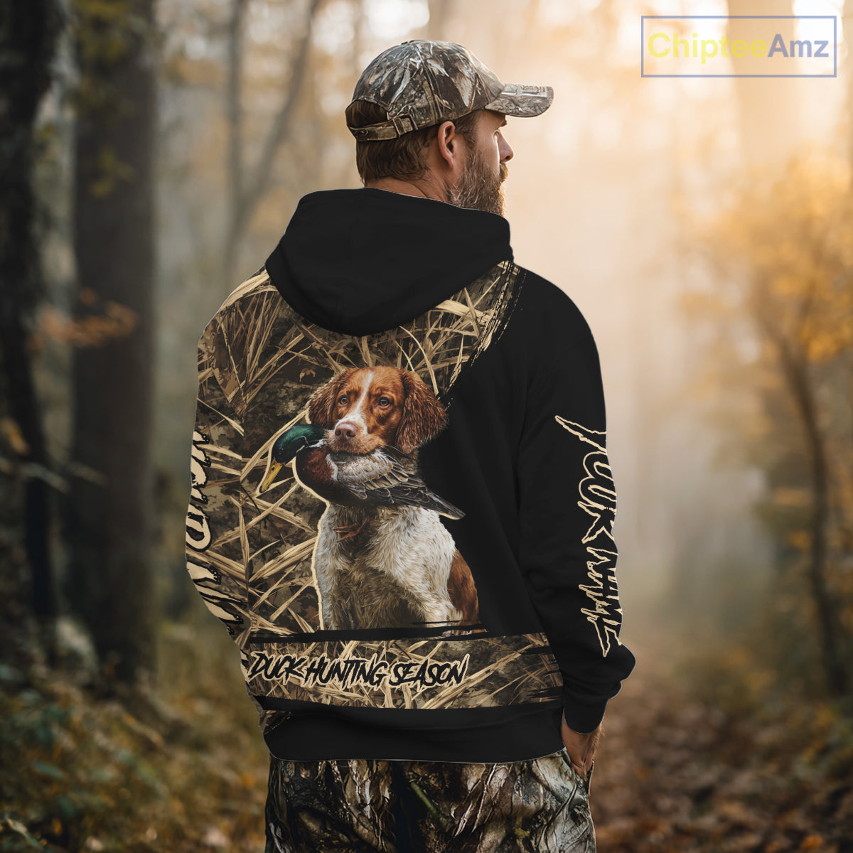 Mallard Duck Hunting Camouflage Shirt With Brittany Dog, Duck Hunting Season NBT156