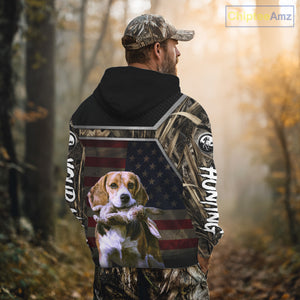 Custom Camouflage Rabbit Hunting Beagle Dog US Flag for Men, Rabbit Hunting Gifts NBT244