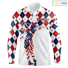 Load image into Gallery viewer, American Flag Golf Polo Shirt For Mens Patriotic White Golf Shirt 4th of July Golf Outfit Golf Gifts NBT520