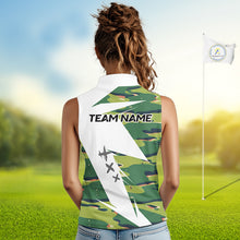 Load image into Gallery viewer, Green And White Retro Golf Pattern Polo Golf Shirt For Women Custom Ladies Golf Clothes, Golf Gifts NBT678