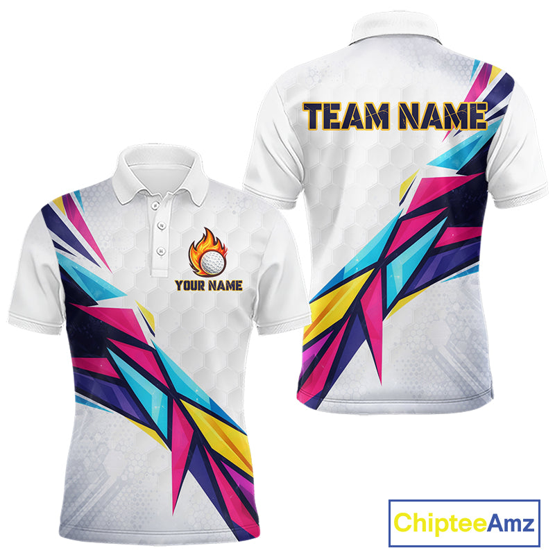 Mens Golf Polo Shirts Custom Name Golf Shirts For Men, White Golf Shirts, Gift For Golf Lovers NBT549