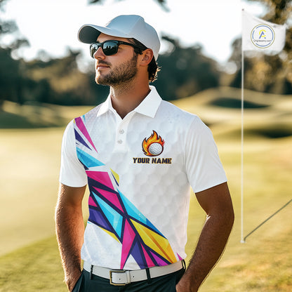 Mens Golf Polo Shirts Custom Name Golf Shirts For Men, White Golf Shirts, Gift For Golf Lovers NBT549