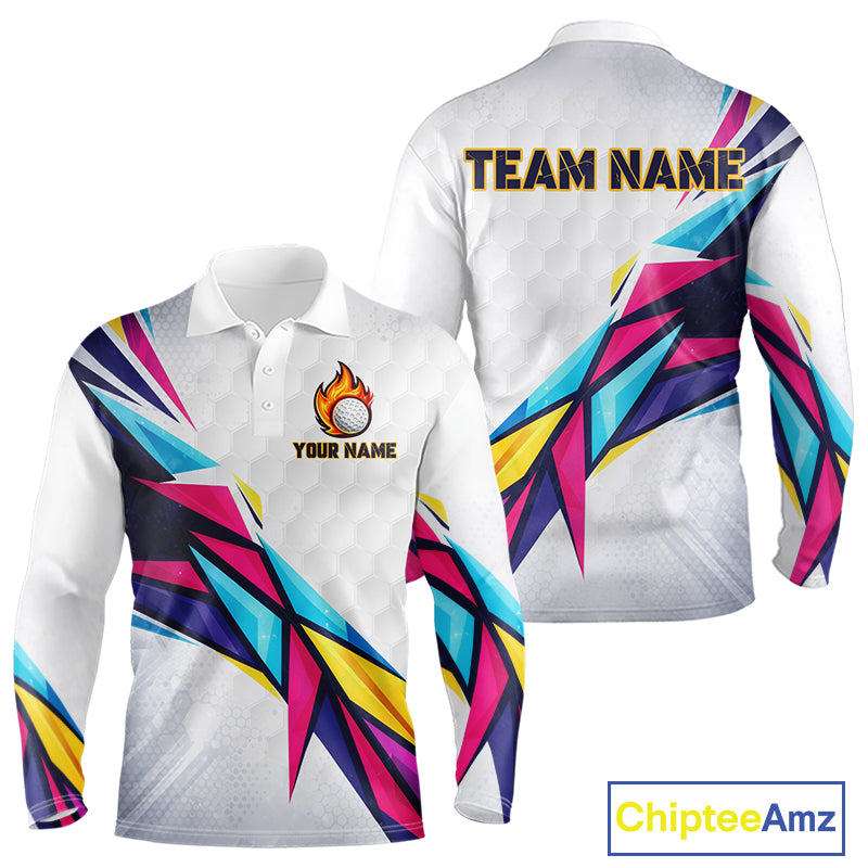 Mens Golf Polo Shirts Custom Name Golf Shirts For Men, White Golf Shirts, Gift For Golf Lovers NBT549