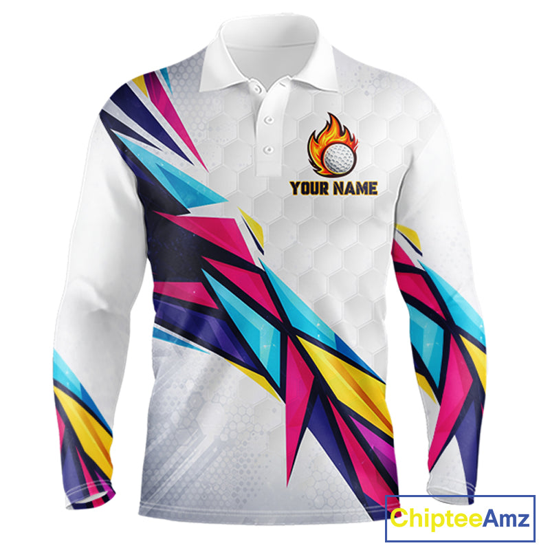 Mens Golf Polo Shirts Custom Name Golf Shirts For Men, White Golf Shirts, Gift For Golf Lovers NBT549
