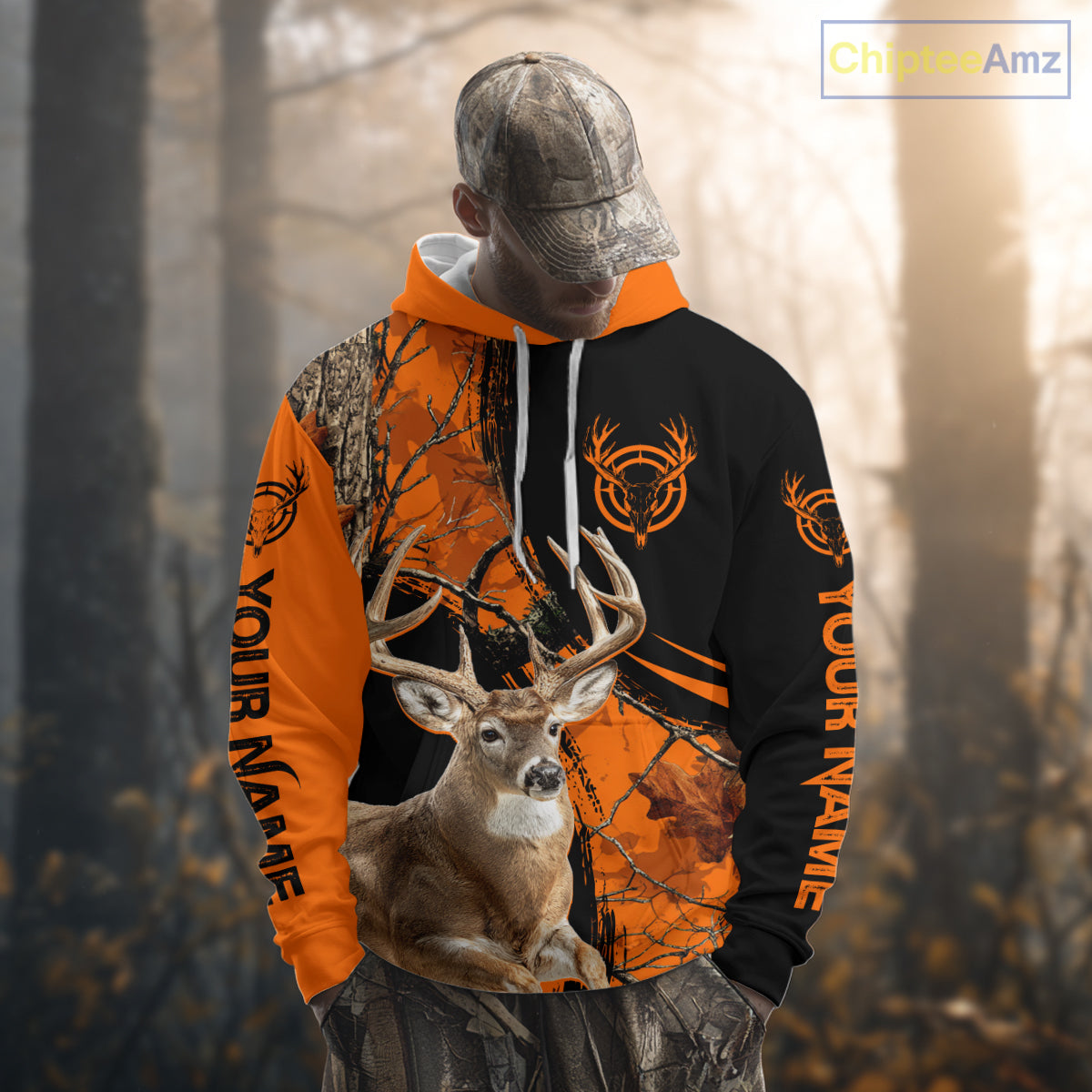Deer Hunting Orange Camouflage 3D Prints Shirts for Hunters, Best Custom Hunting Shirts NBT178