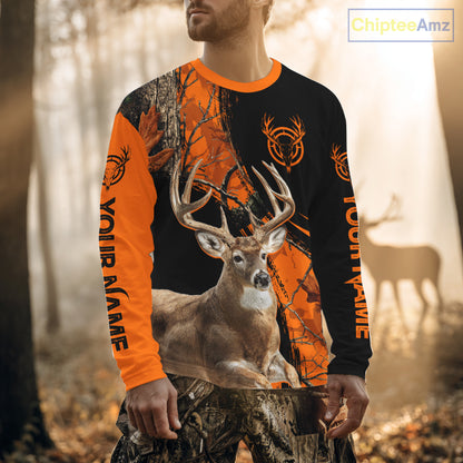 Deer Hunting Orange Camouflage 3D Prints Shirts for Hunters, Best Custom Hunting Shirts NBT178