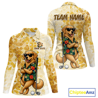 Funny Yellow Labrador Dog Golf Polo Shirt Womens Custom Name Team Golf Shirts, Golf Gifts NBT957