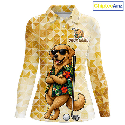 Funny Yellow Labrador Dog Golf Polo Shirt Womens Custom Name Team Golf Shirts, Golf Gifts NBT957