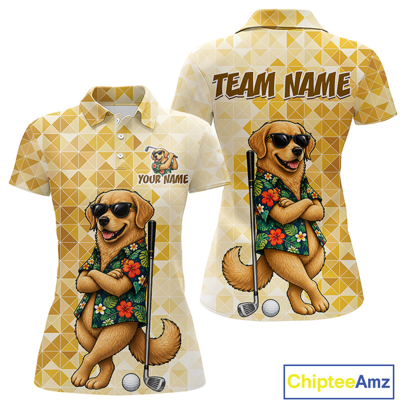 Funny Yellow Labrador Dog Golf Polo Shirt Womens Custom Name Team Golf Shirts, Golf Gifts NBT957