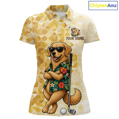 Funny Yellow Labrador Dog Golf Polo Shirt Womens Custom Name Team Golf Shirts, Golf Gifts NBT957