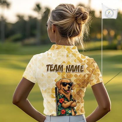 Funny Yellow Labrador Dog Golf Polo Shirt Womens Custom Name Team Golf Shirts, Golf Gifts NBT957