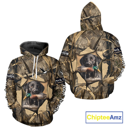Mallard Duck Hunting Black Lab Camo 3D All Over Printed Shirt, Hunting Hoodie for Men NBT193