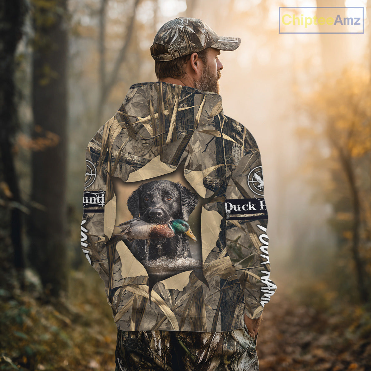 Mallard Duck Hunting Black Lab Camo 3D All Over Printed Shirt, Hunting Hoodie for Men NBT193