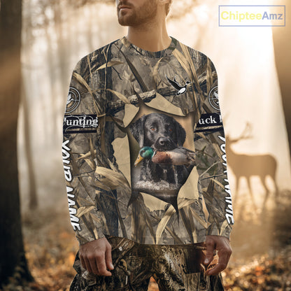 Mallard Duck Hunting Black Lab Camo 3D All Over Printed Shirt, Hunting Hoodie for Men NBT193