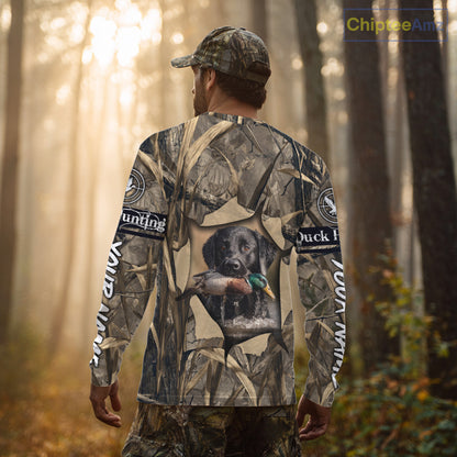 Mallard Duck Hunting Black Lab Camo 3D All Over Printed Shirt, Hunting Hoodie for Men NBT193