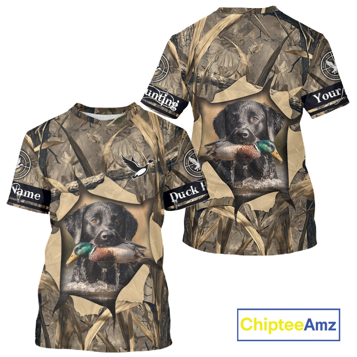 Mallard Duck Hunting Black Lab Camo 3D All Over Printed Shirt, Hunting Hoodie for Men NBT193