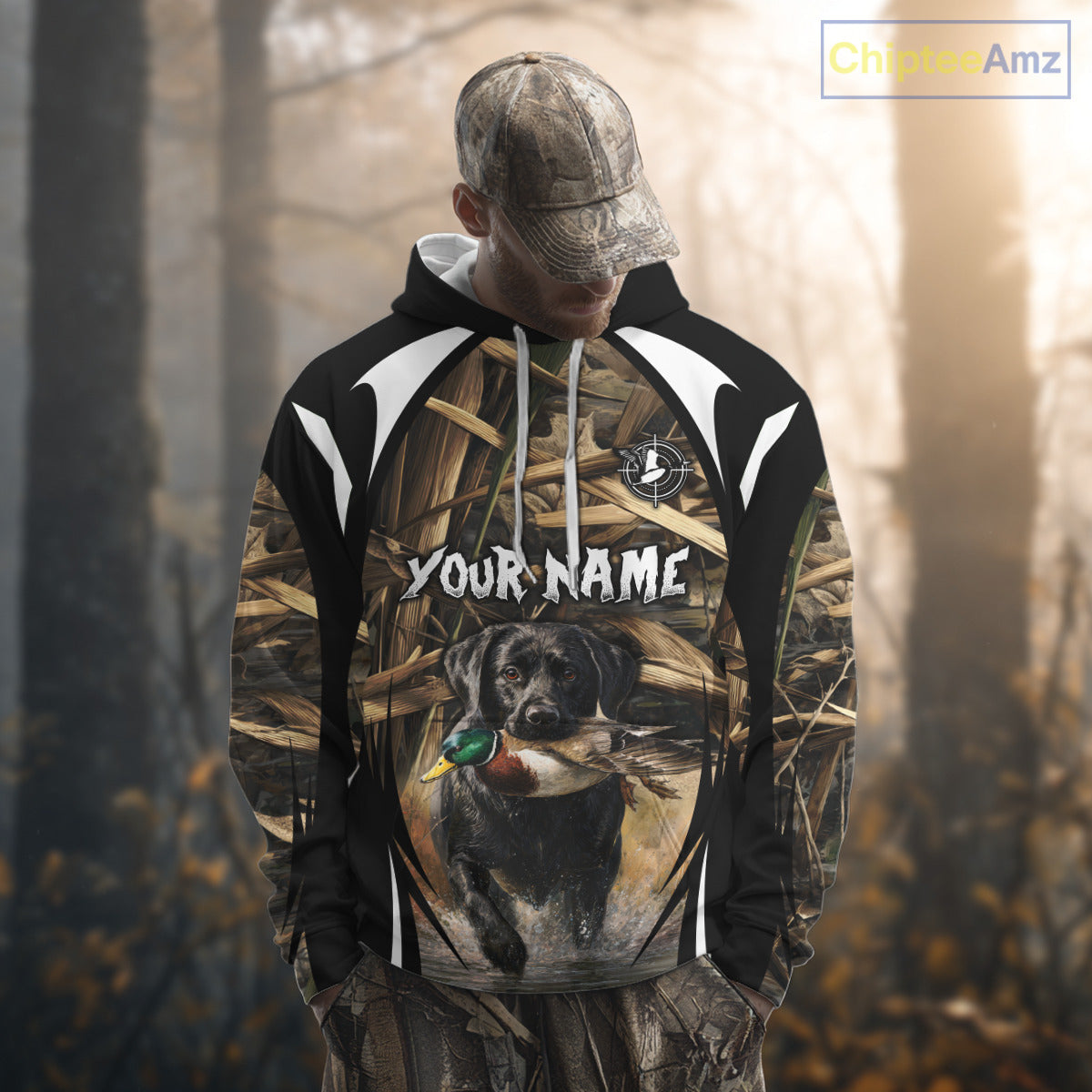 Duck Hunting with Black Lab Camo 3D All Over Printed Shirts, Camouflage Duck Hunting Clothing NBT206