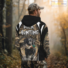 Load image into Gallery viewer, Duck Hunting with Black Lab Camo 3D All Over Printed Shirts, Camouflage Duck Hunting Clothing NBT206