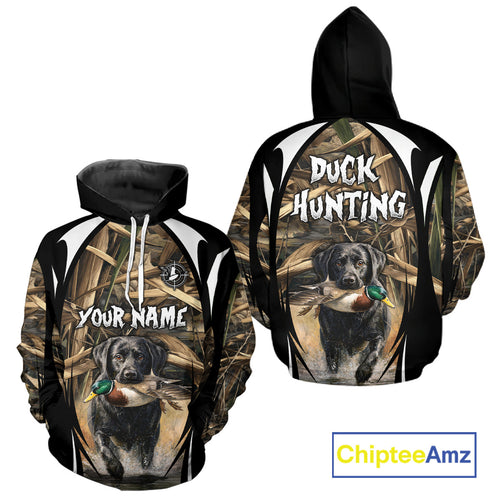 Duck Hunting with Black Lab Camo 3D All Over Printed Shirts, Camouflage Duck Hunting Clothing NBT206