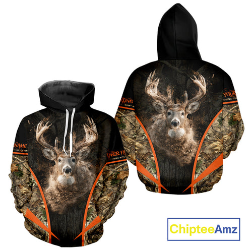 Personalized Whitetail Deer Hunting Shirt Brown Camo Custom Name, Deer Hunting Clothes NBT280