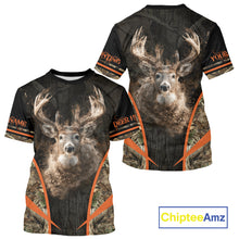 Load image into Gallery viewer, Personalized Whitetail Deer Hunting Shirt Brown Camo Custom Name, Deer Hunting Clothes NBT280