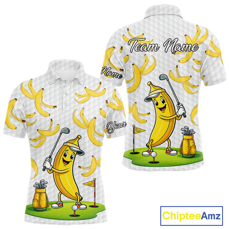 Funny Banana Pattern Golf Men's Polo Shirt, Team Golf Clothes, Golf Gifts NBT610