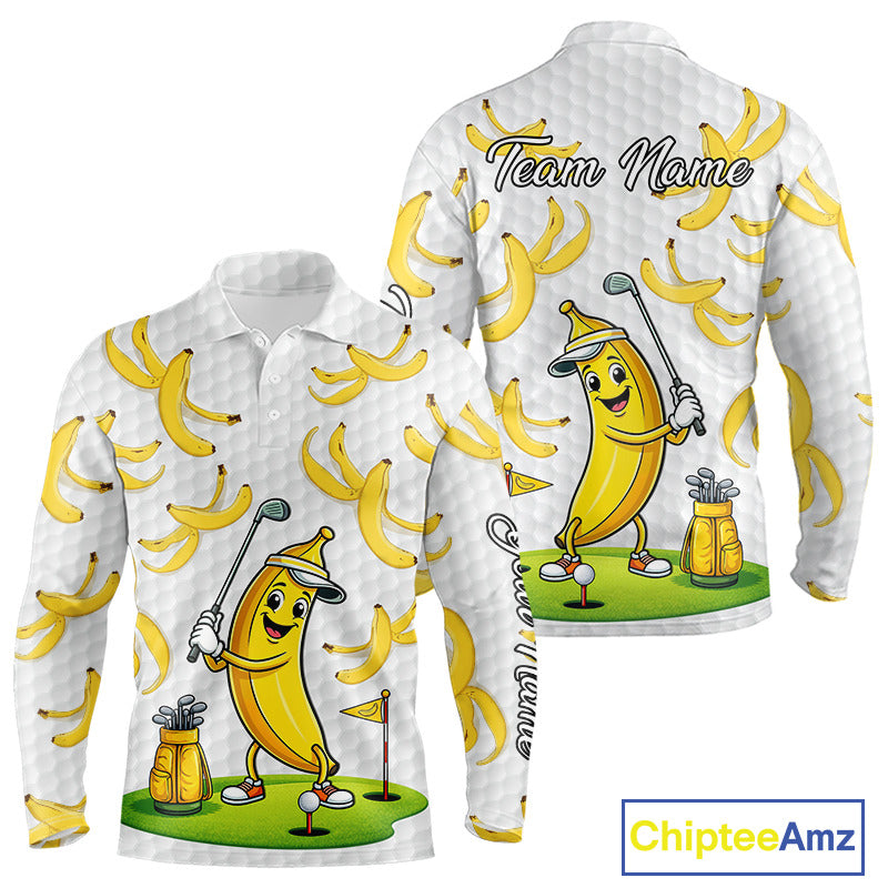 Funny Banana Pattern Golf Men's Polo Shirt, Team Golf Clothes, Golf Gifts NBT610