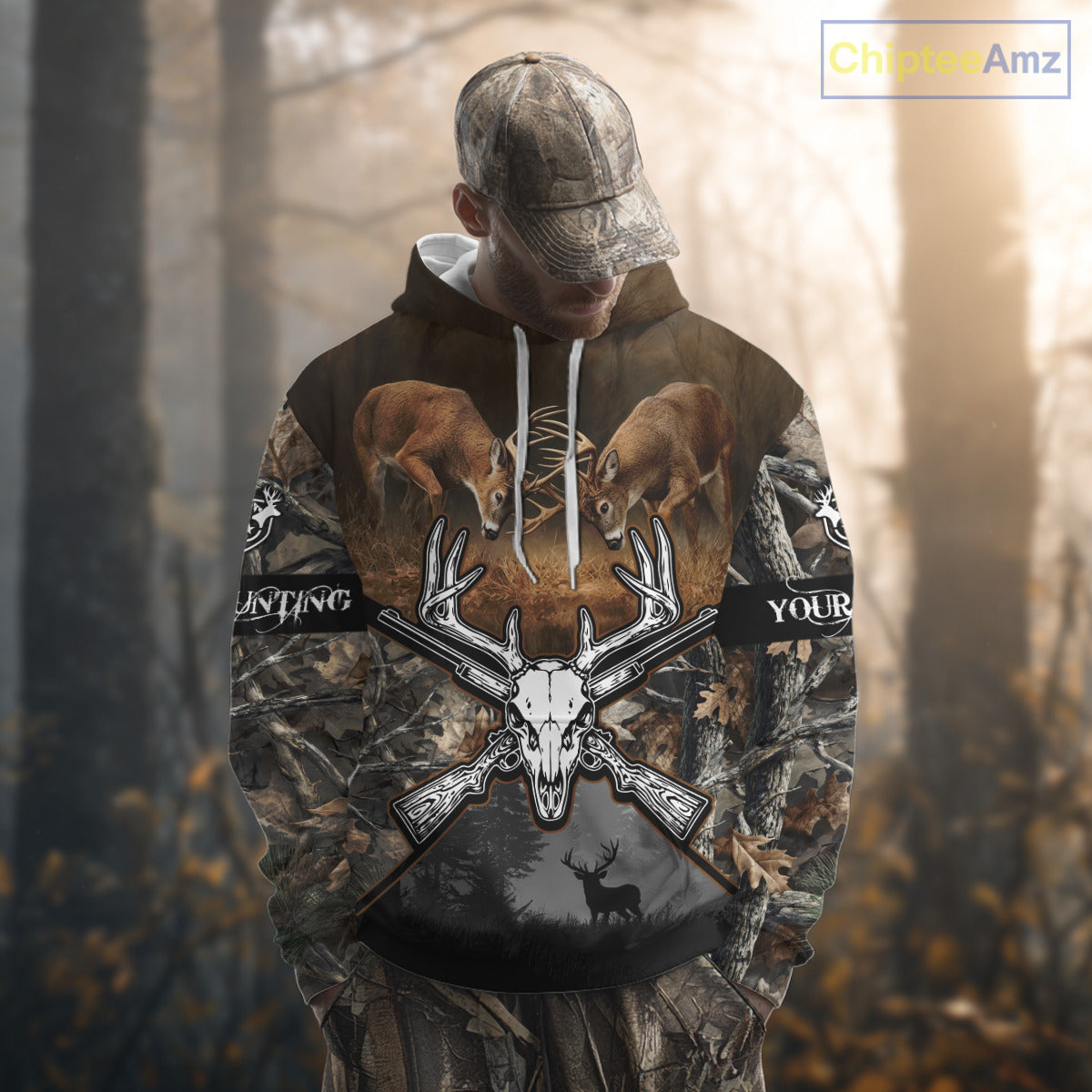 Whitetail Deer Hunting Custom Name Camo Shirt, Deer Hunting Clothing, Camouflage Deer Shirts NBT281