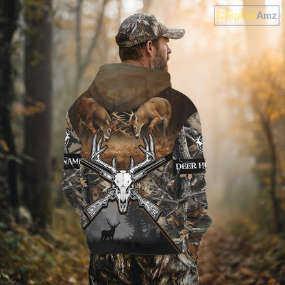 Whitetail Deer Hunting Custom Name Camo Shirt, Deer Hunting Clothing, Camouflage Deer Shirts NBT281