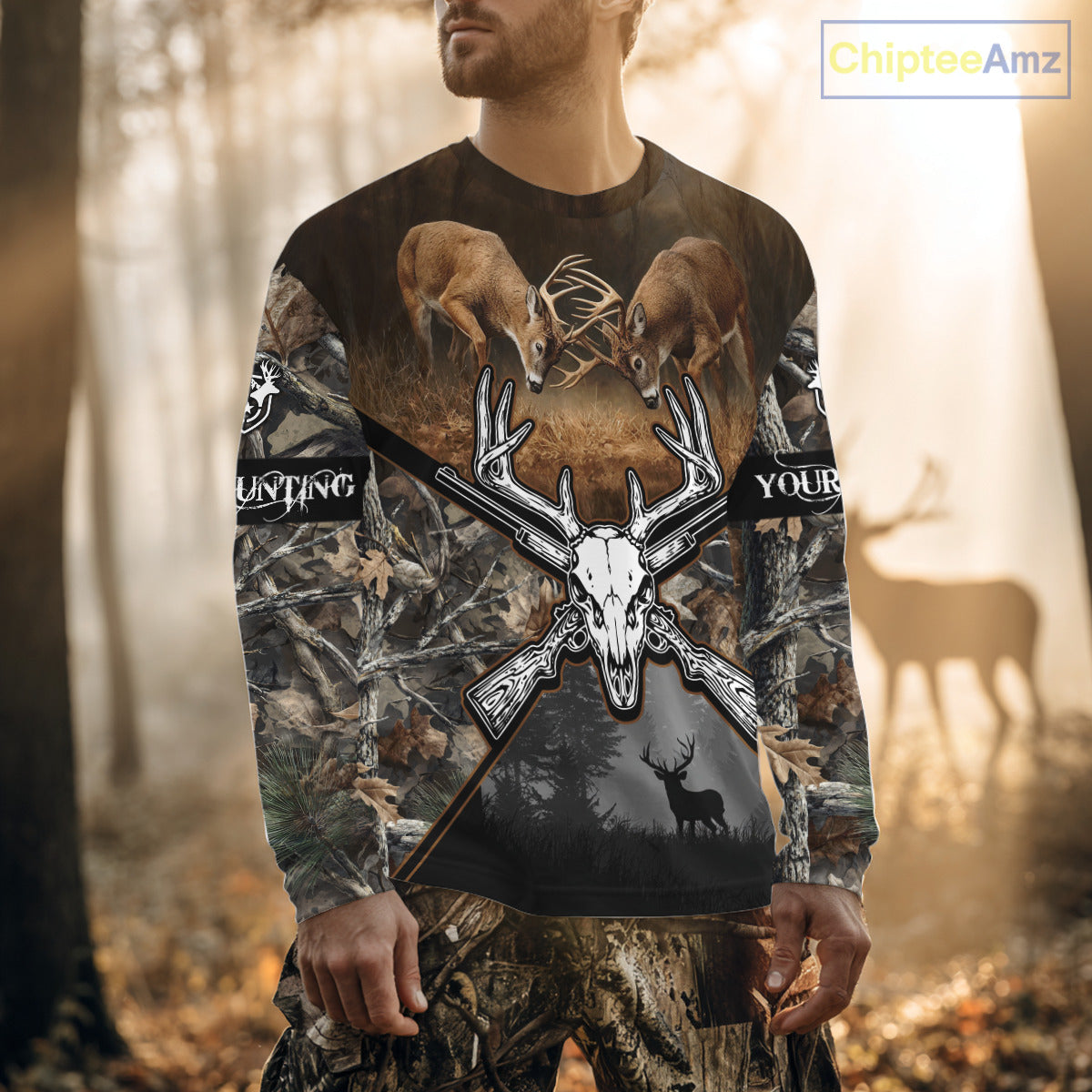 Whitetail Deer Hunting Custom Name Camo Shirt, Deer Hunting Clothing, Camouflage Deer Shirts NBT281
