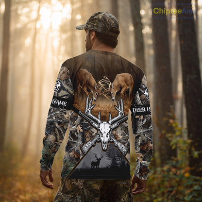 Whitetail Deer Hunting Custom Name Camo Shirt, Deer Hunting Clothing, Camouflage Deer Shirts NBT281