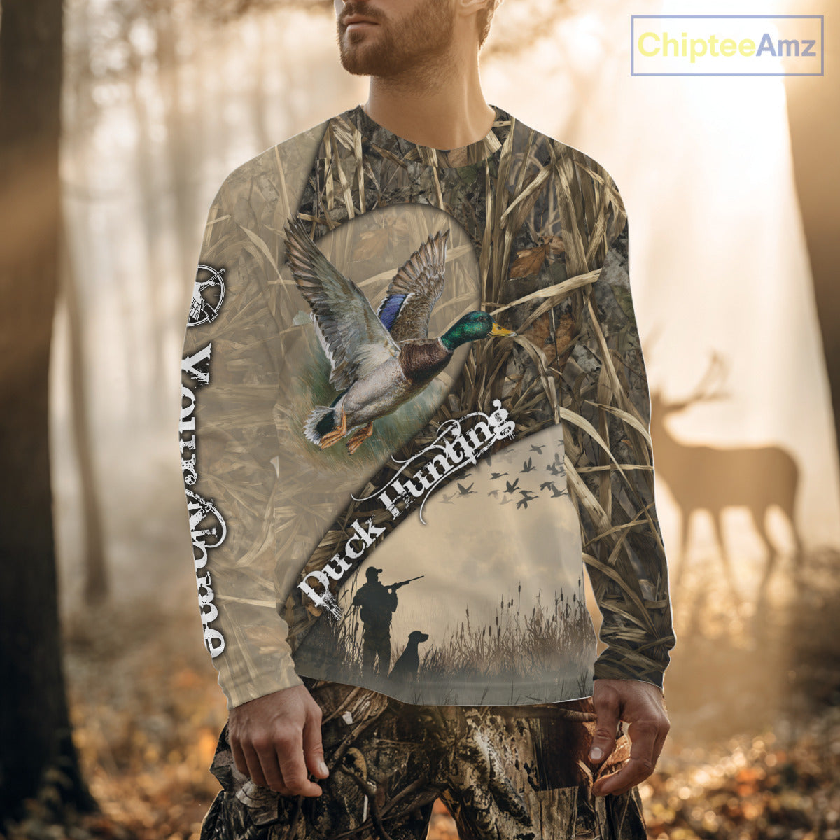 Mallard Duck Hunting Brown Camouflage 3D All Over Printed Shirts, Duck Hunting Clothes for Hunter NBT155