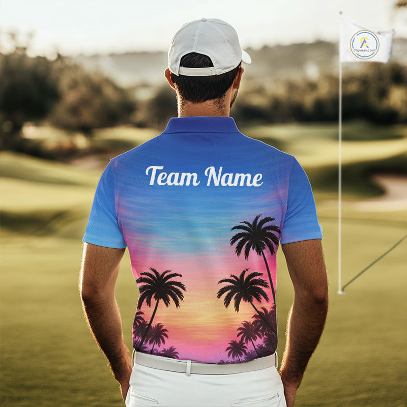 Custom Palm Tree Polo Golf Shirts For Men, Hawaii Tropical Personalized Polo Shirts, Golf Gifts NBT543