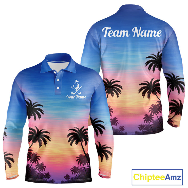 Custom Palm Tree Polo Golf Shirts For Men, Hawaii Tropical Personalized Polo Shirts, Golf Gifts NBT543