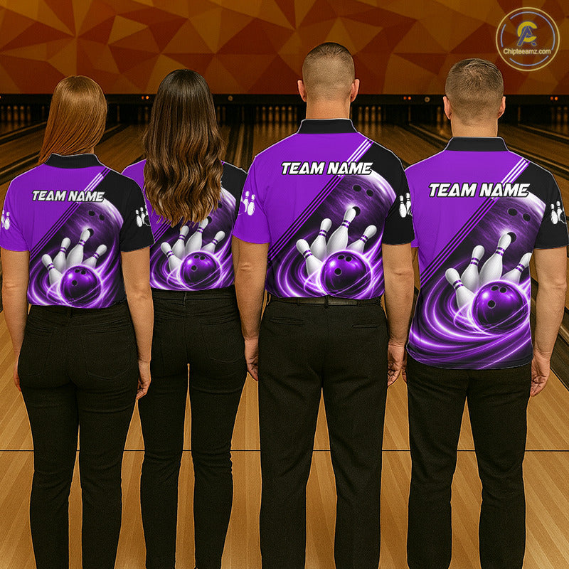 Personalized Purple Bowling Jersey Bowling Polo Shirt For Women, Team Bowling League Shirts NBT945