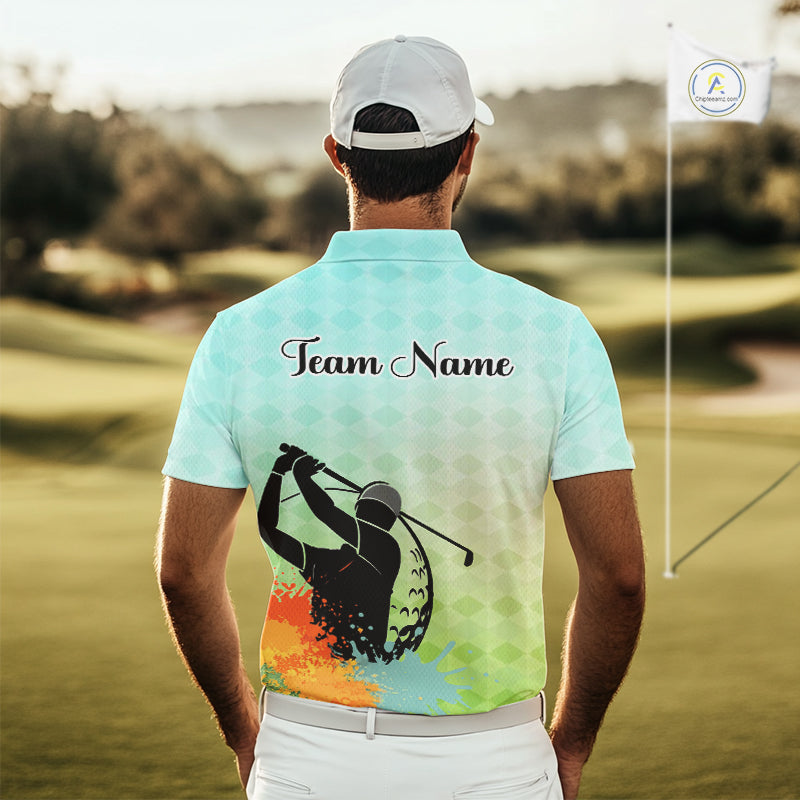 Mens Golf Polo Shirt Colorful Argyle Pattern Custom Name And Team Name Golf Shirt, Golfing Gifts NBT559