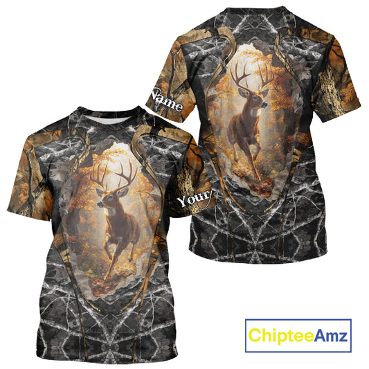 Personalized Deer Hunting 3D All Over Printed Camo Custom Name Shirt, Hunting Gift NBT311