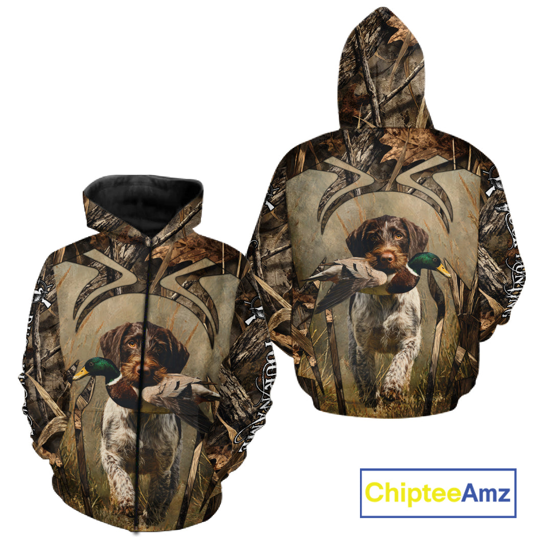 Mallard Duck Hunting German Wirehaired Pointer Dog Camouflage Shirts for Hunters NBT211