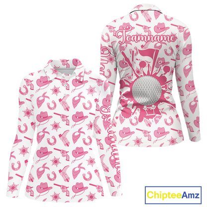 Pink Western Cowgirl Womens Golf Polo Shirts, Cute Cowgirl Golf Shirts, Funny Country Style Shirt NBT476