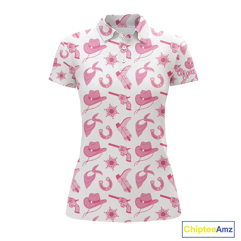 Pink Western Cowgirl Womens Golf Polo Shirts, Cute Cowgirl Golf Shirts, Funny Country Style Shirt NBT476
