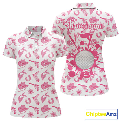 Pink Western Cowgirl Womens Golf Polo Shirts, Cute Cowgirl Golf Shirts, Funny Country Style Shirt NBT476