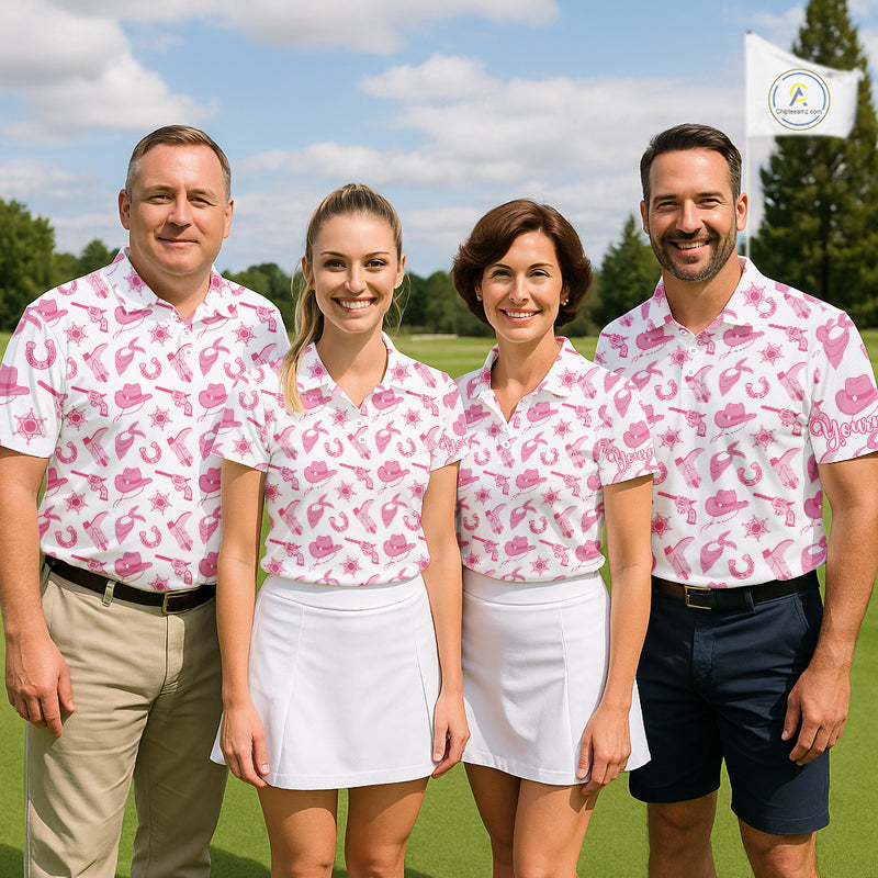 Pink Western Cowgirl Mens Golf Polo Shirts, Cute Cowgirl Golf Shirts, Funny Country Style Shirt NBT476