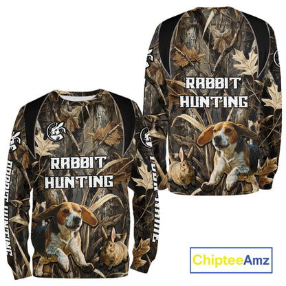 Custom Rabbit Hunting Beagle Dog 3D All Over Printed Shirts, Rabbit Hunting Clothes for Men NBT340