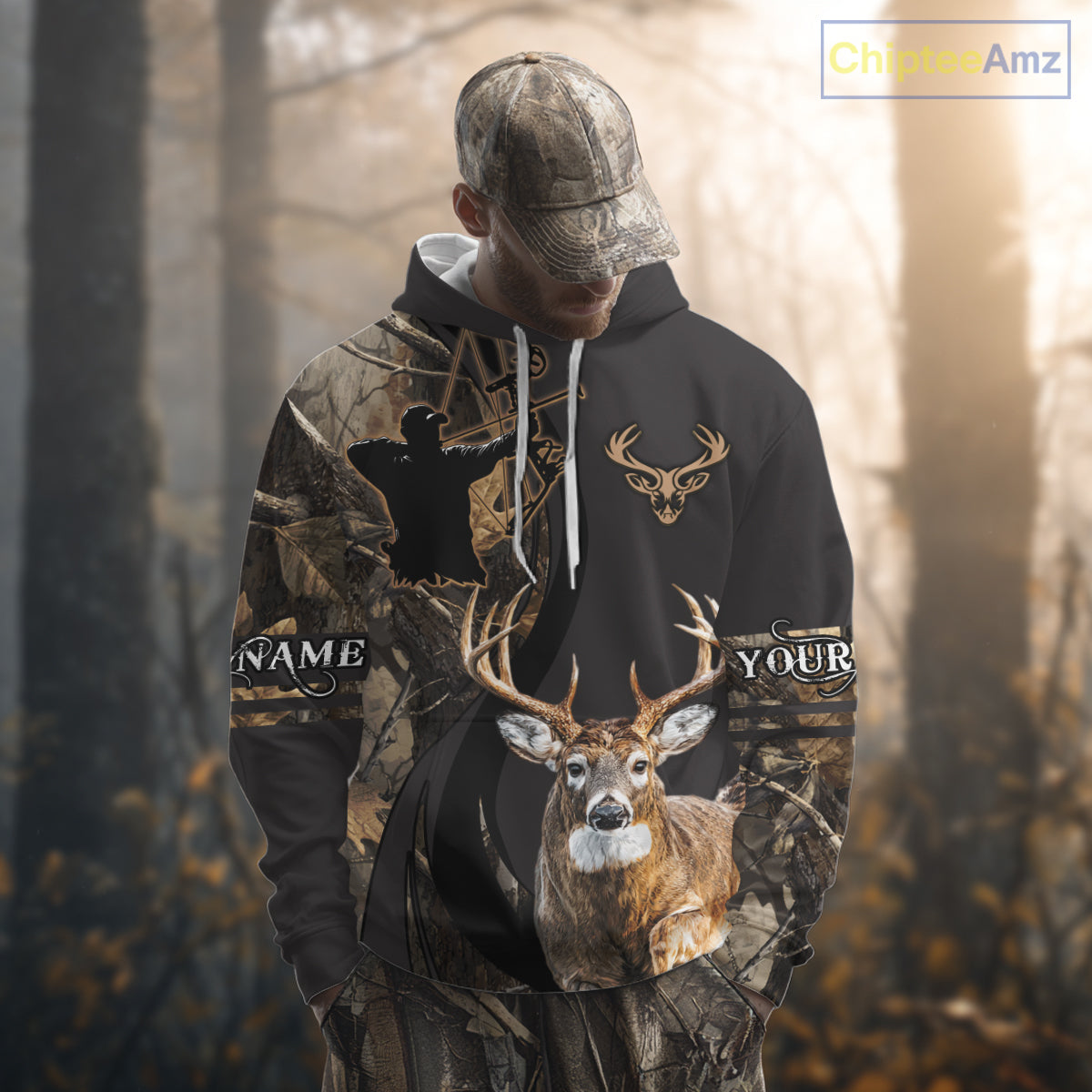 Deer Bow Hunting Camouflage Custom Name Shirts, Personalized Deer Hunting Clothes NBT342