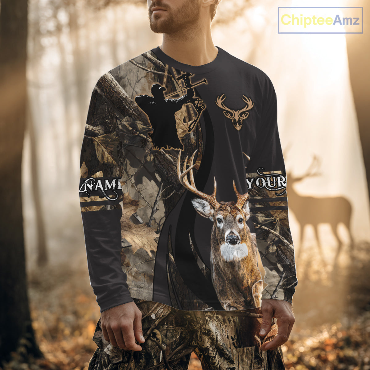 Deer Bow Hunting Camouflage Custom Name Shirts, Personalized Deer Hunting Clothes NBT342