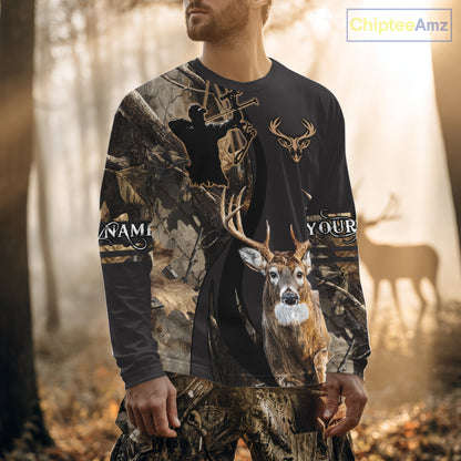 Deer Bow Hunting Camouflage Custom Name Shirts, Personalized Deer Hunting Clothes NBT342