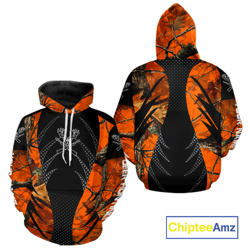 Personalized Deer Hunting Orange Camo 3D Printed Shirts, Hunting Gift Ideas for Hunter NBT237